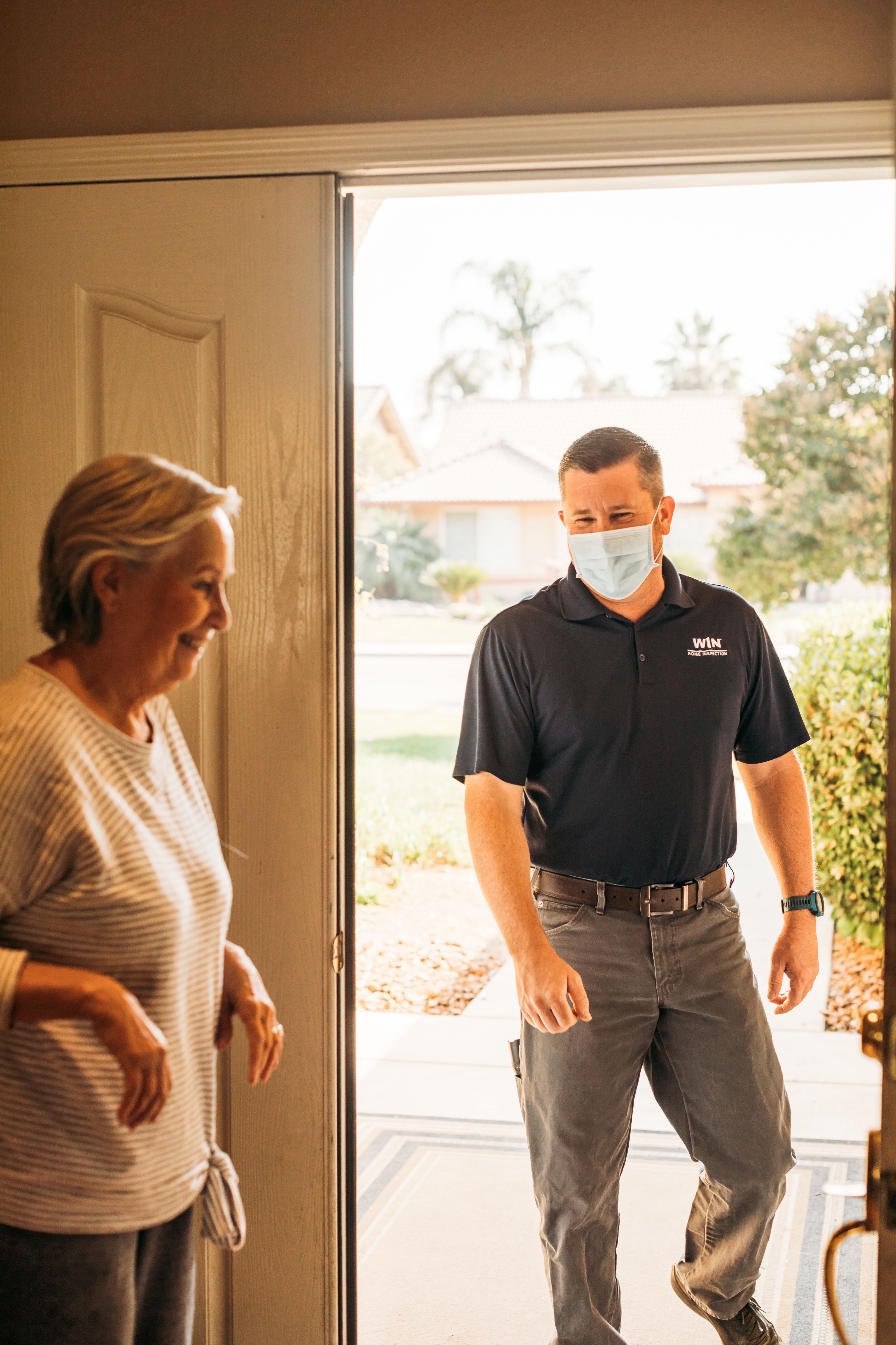 WIN Home Inspector with an old lady client