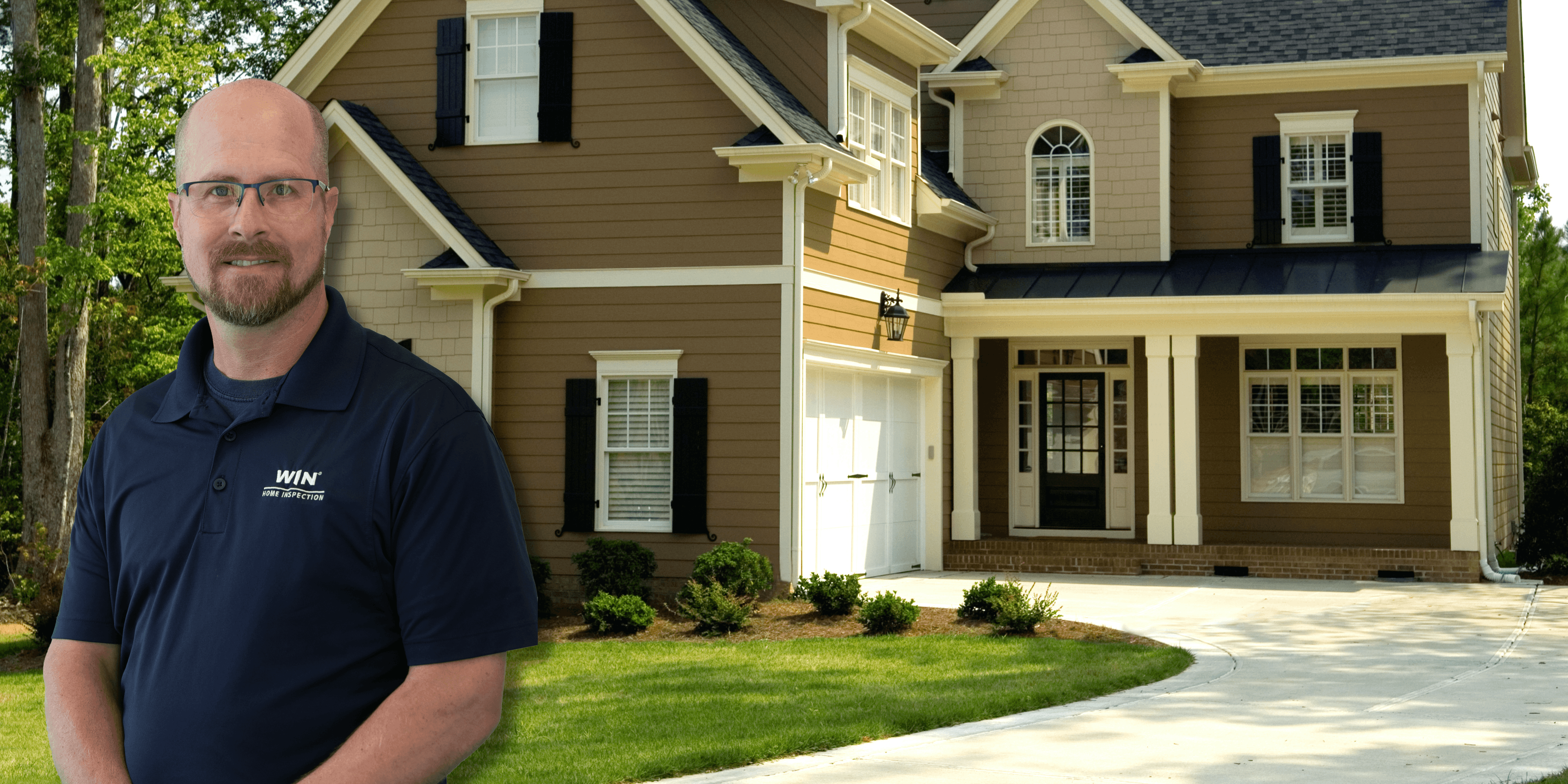 WIN Home Inspector David Davis infront of a house