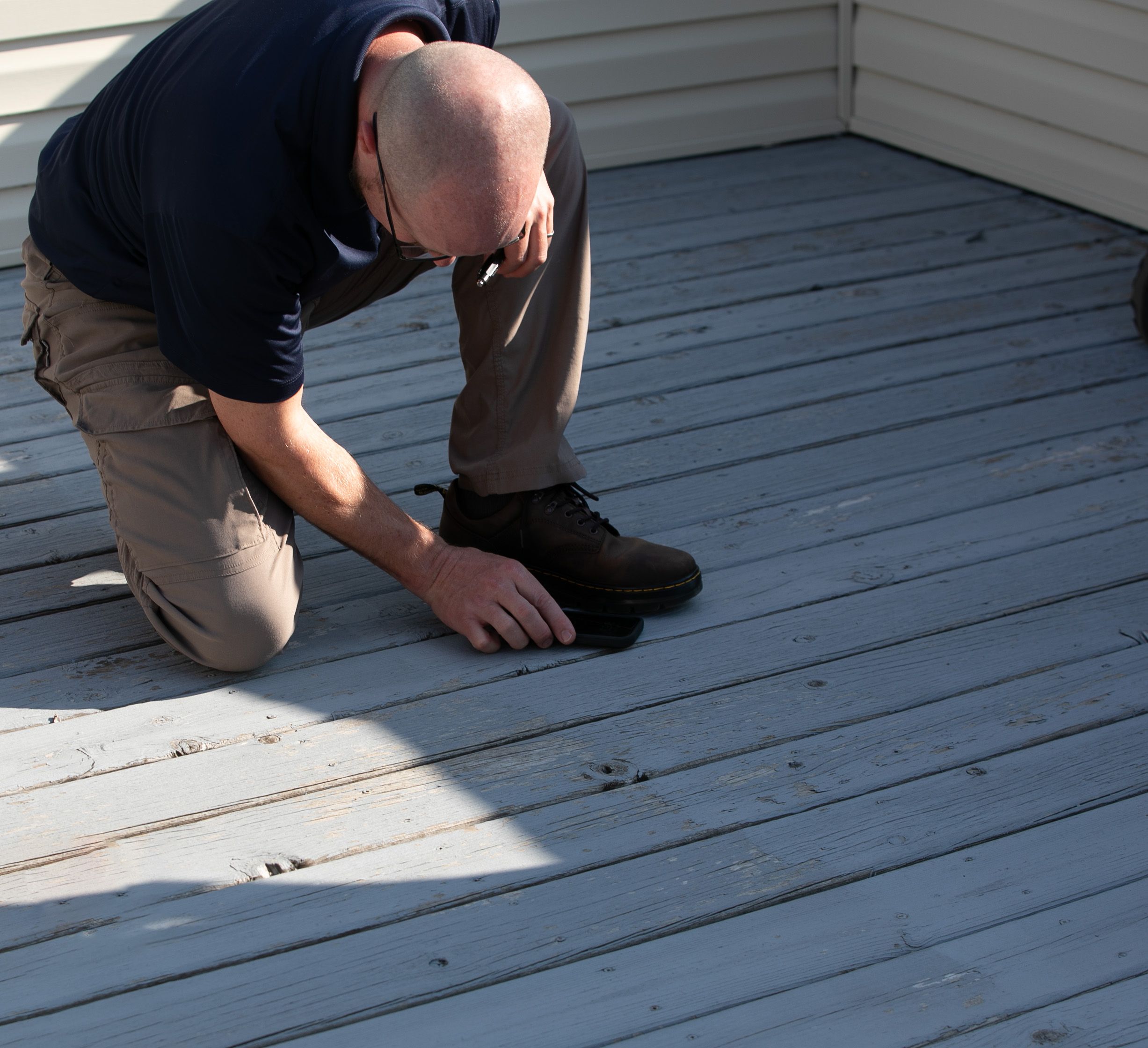 David Davis doing a deck inspection in a house