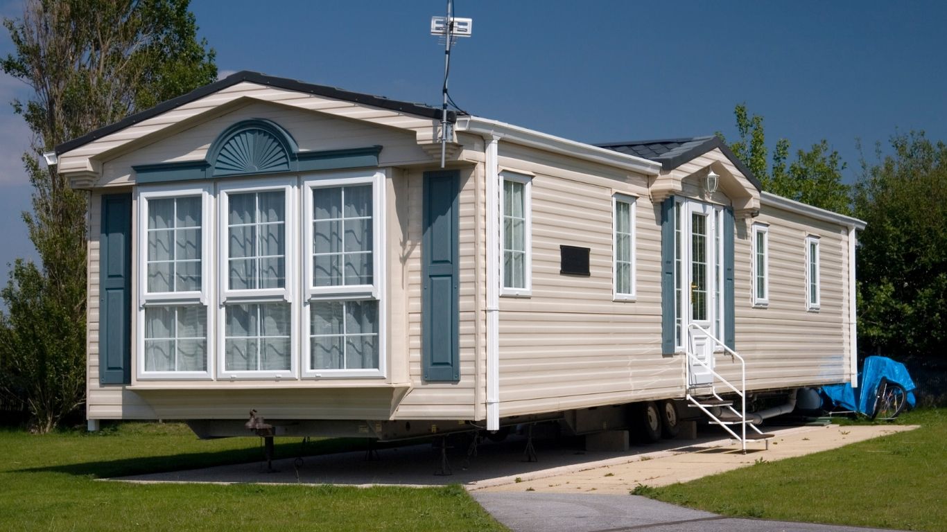 A mobile home on wheels