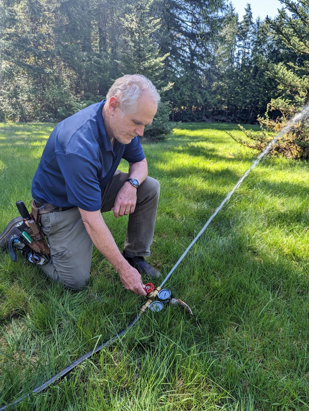 WIN Home Inspector doing a Well Flow Test