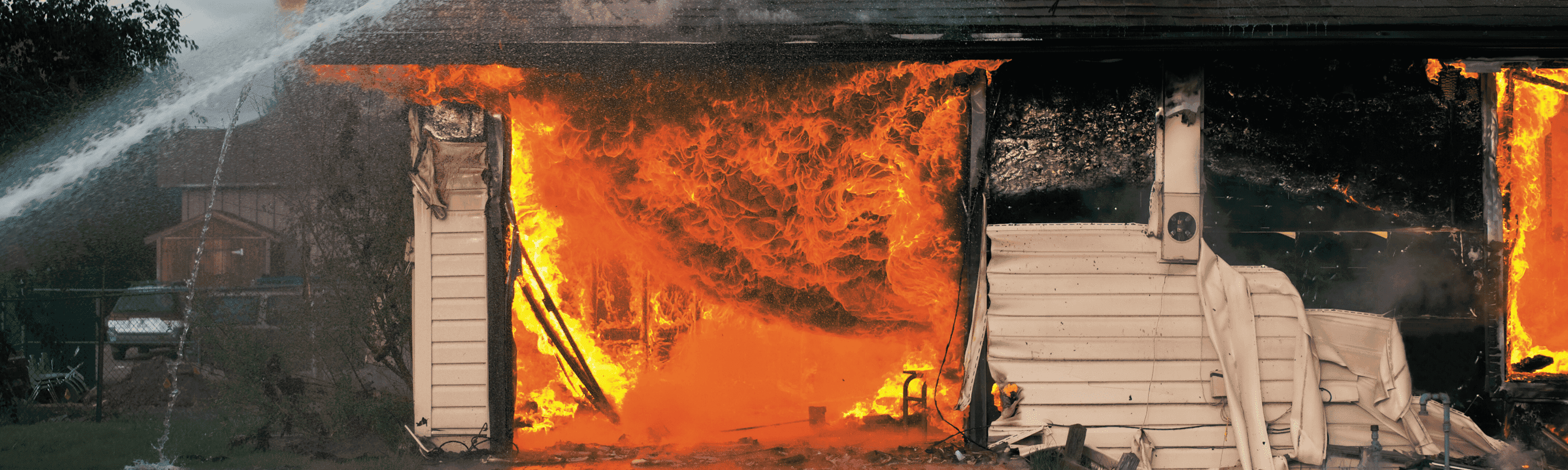 Fire in a home garage