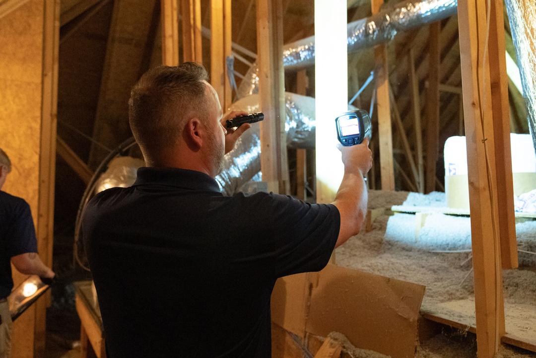 WIN Home Inspector doing Pre-Drywall Inspection