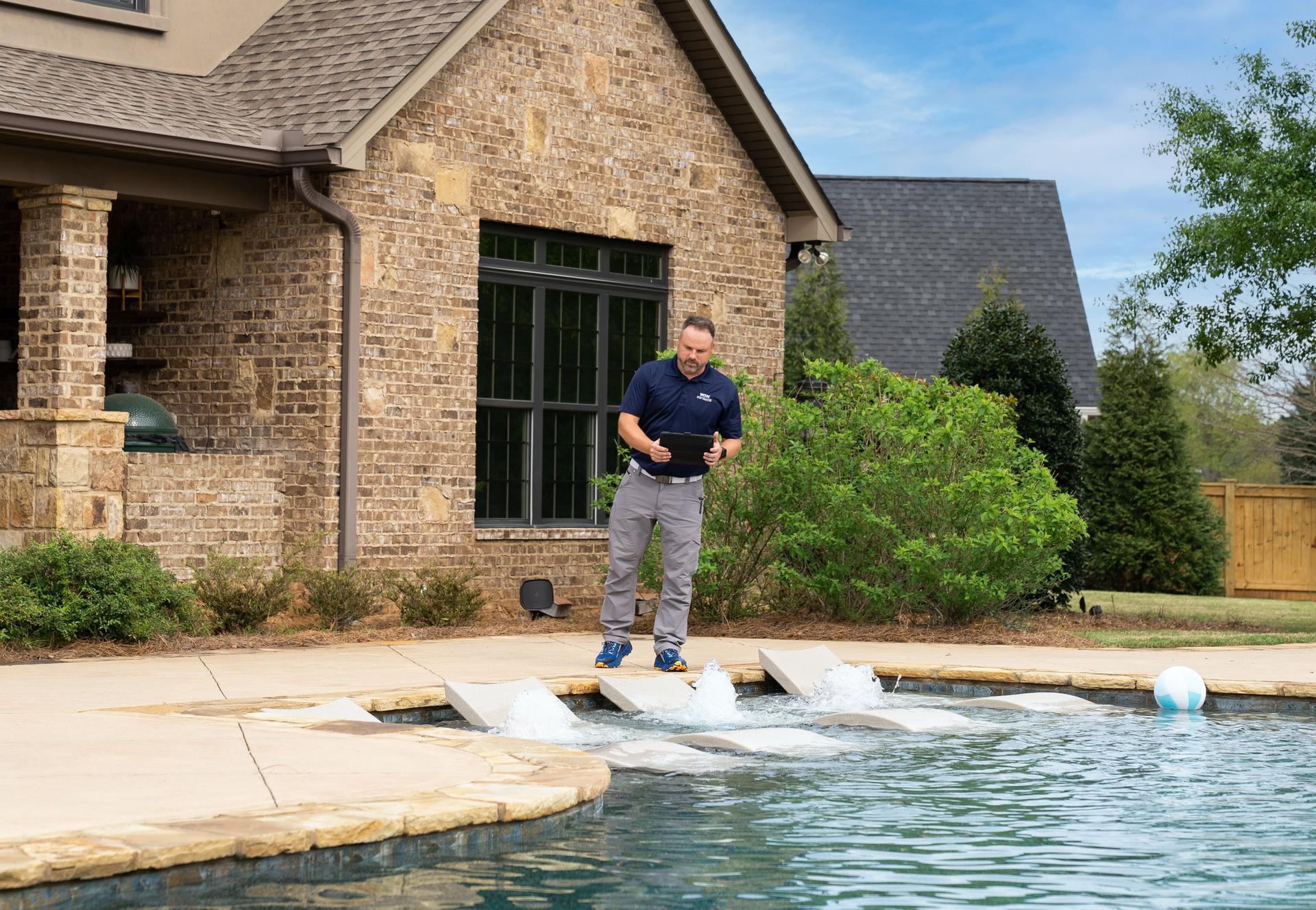 WIN Home Inspector doing a pool & spa inspection